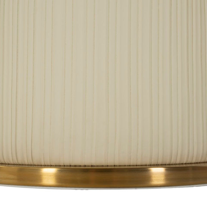 Salontafel in crème leer met marmeren blad cm ø 80x39,5