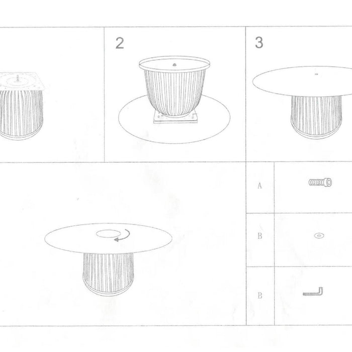 Salontafel in crème leer met marmeren blad cm ø 80x39,5