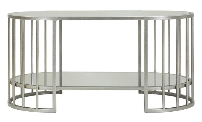 Salontafel in zilverkleurig metaal en glas cm 90x50x45