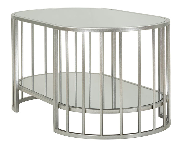 Salontafel in zilverkleurig metaal en glas cm 90x50x45