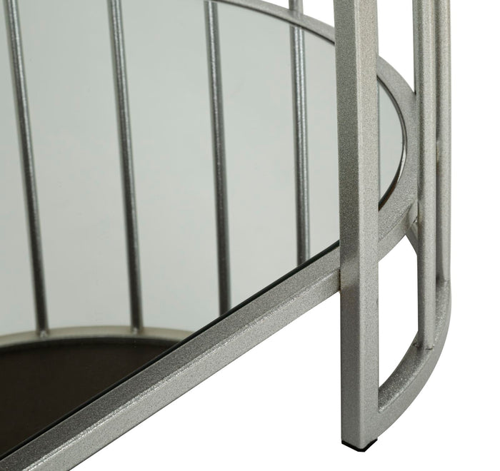 Salontafel in zilverkleurig metaal en glas cm 90x50x45