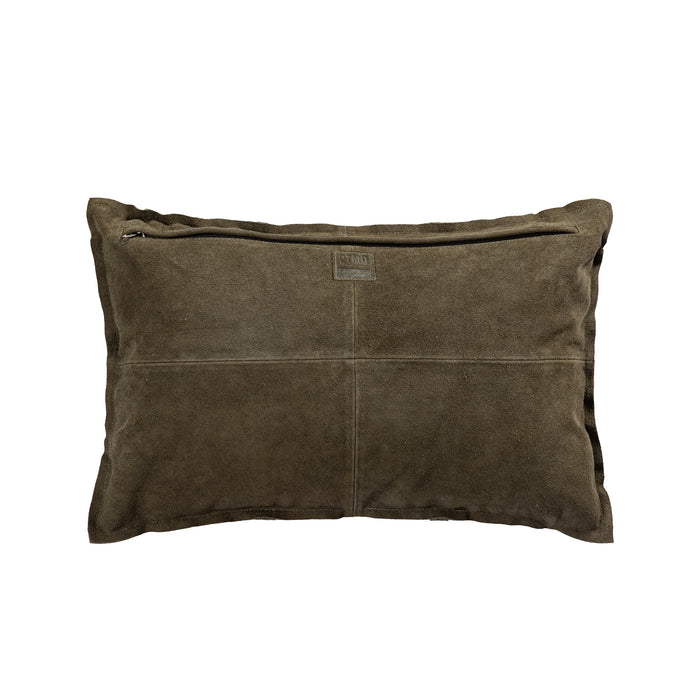 PTMD Cobie Green Suede Leather Cushion Rectangle