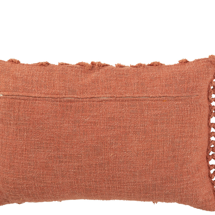 J-line - Kussen Kwastje Katoen Terracotta Lang - 78x37x14cm