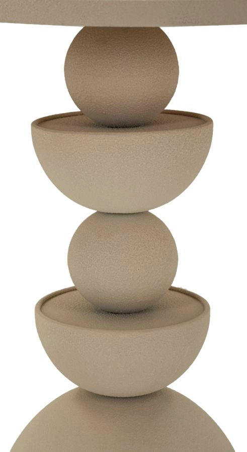 Crèmekleurige metalen salontafel en spiegel cm ø 45x49,5