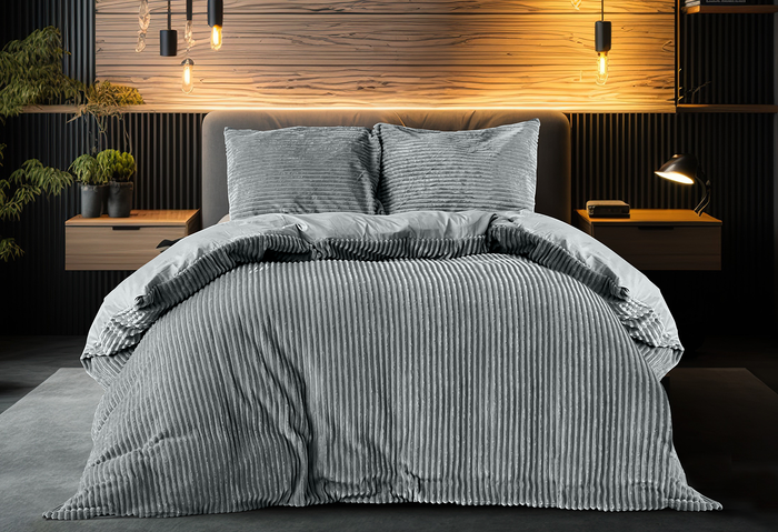 Eleganzzz Dekbedovertrek Teddy Rib Fleece - dark grey