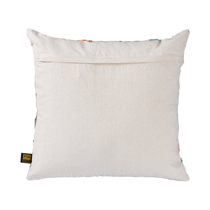 PTMD Isio Pink Cotton Cushion Flower Embroidery Square