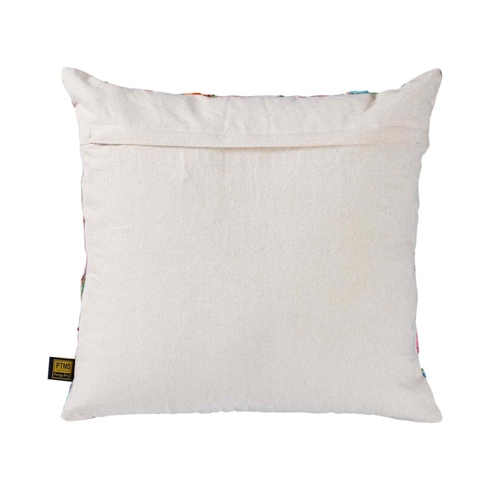 PTMD Isio Pink Cotton Cushion Flower Embroidery Square