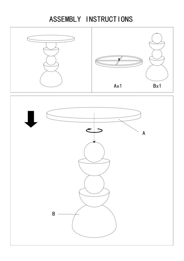 Crèmekleurige metalen salontafel en spiegel cm ø 45x49,5