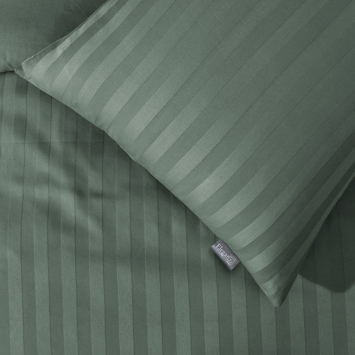 Eleganzzz Dekbedovertrek Hotel Kwaliteit Satijn Streep olive green