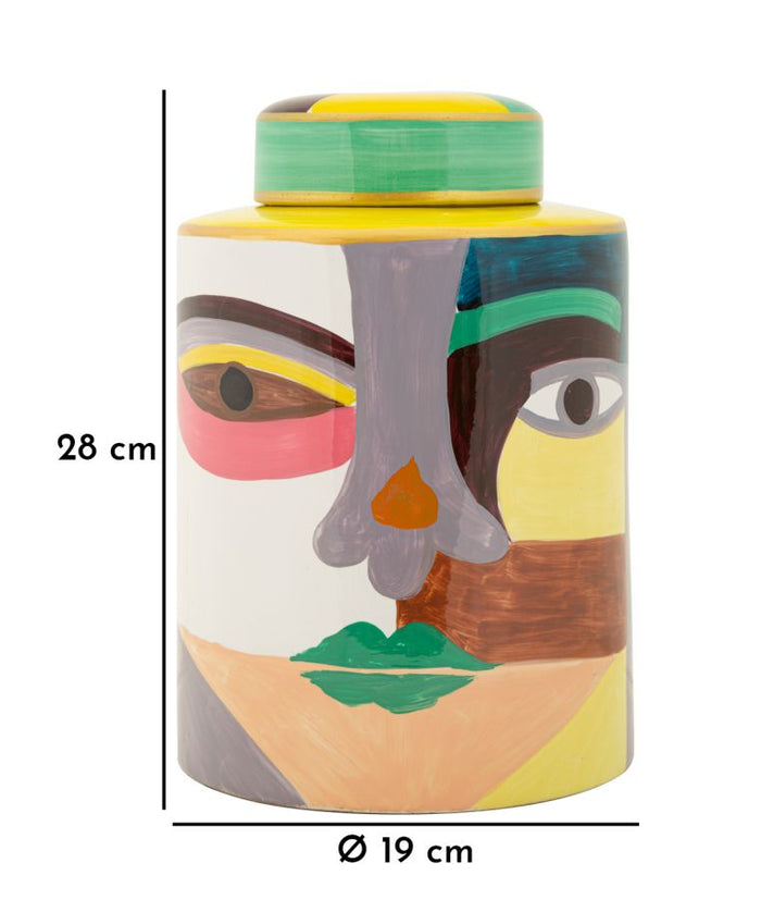 Veelkleurige keramische vaas met deksel cm ø 19x28