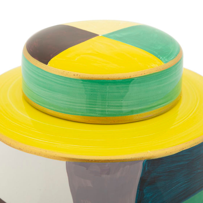 Veelkleurige keramische vaas met deksel cm ø 19x33