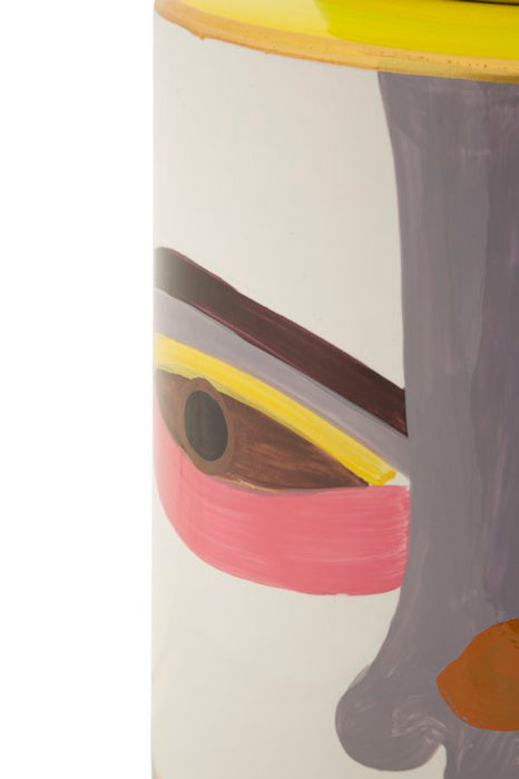 Veelkleurige keramische vaas met deksel cm ø 19x33