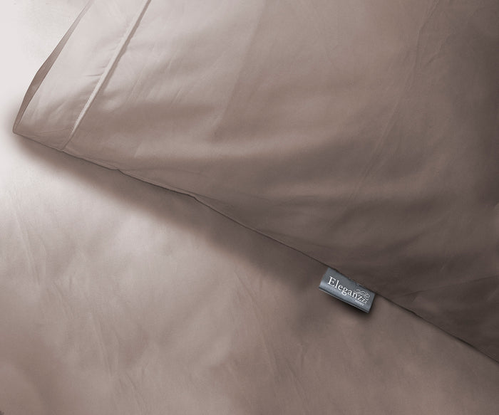 Eleganzzz Dekbedovertrek Uni Perkal Katoen Met Bies - taupe