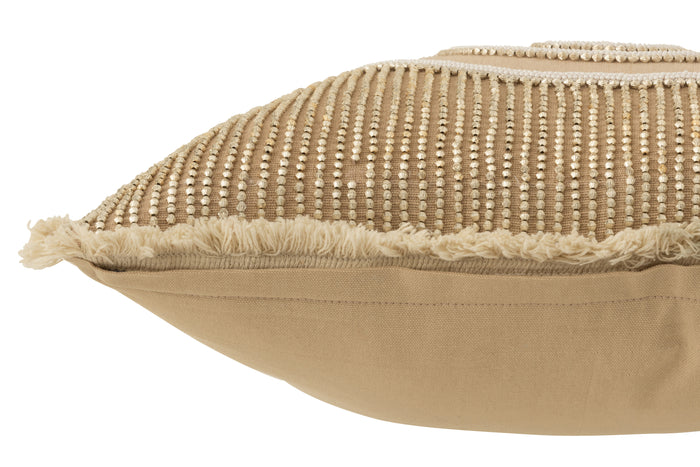 J-line - Kussen Cirkel Ibiza Katoen Wit|beige - 50x50x10cm