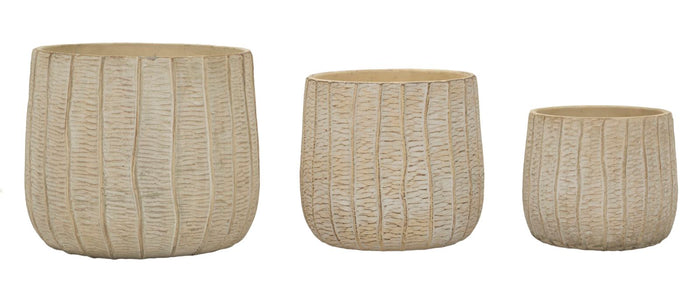 Crèmekleurige keramische vazen set van 3 stuks cm 30,5x27-25x22,2-19,5x18