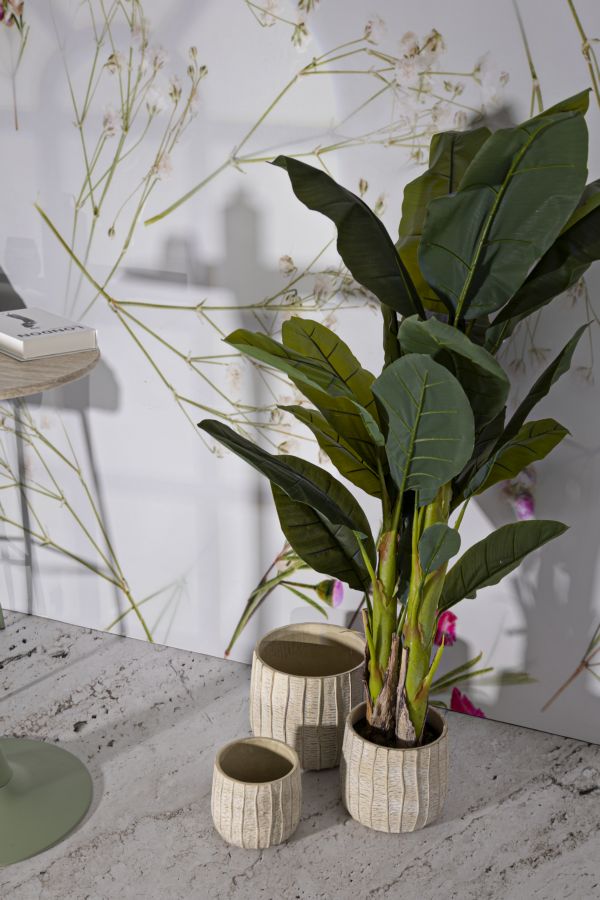 Crèmekleurige keramische vazen set van 3 stuks cm 30,5x27-25x22,2-19,5x18