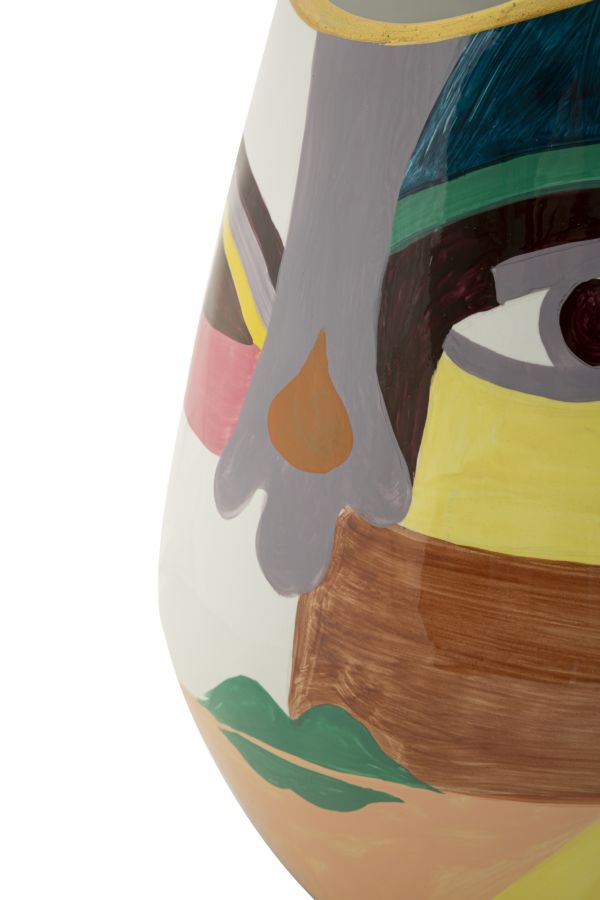 Veelkleurige keramische vaas cm ø 19x24,5