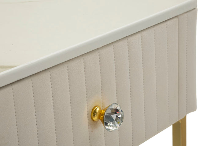 Hoge vierkante tafels set van 2 in crème fluweel cm ø 45x90-40x70