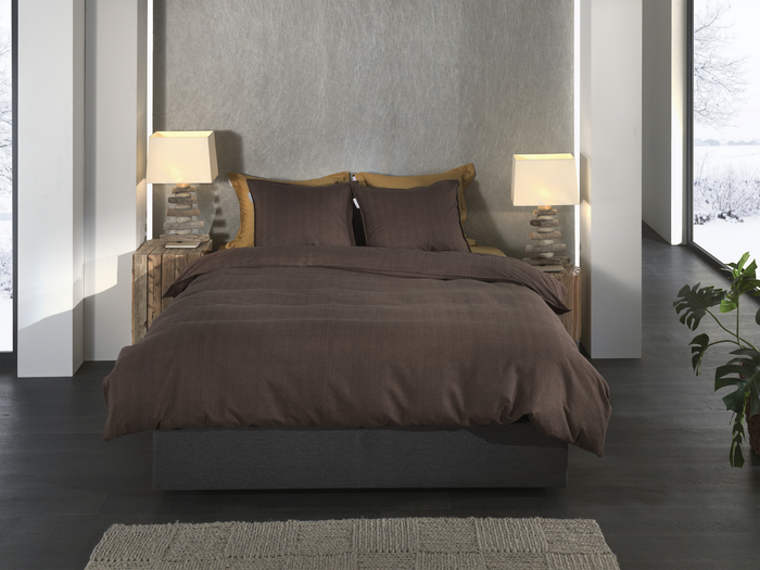 Heckett Lane Dekbedovertrek Flanel Spina - coffee quartz