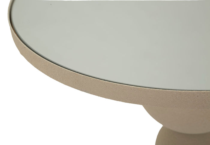 Crèmekleurige metalen salontafel en spiegel cm ø 40,5x42