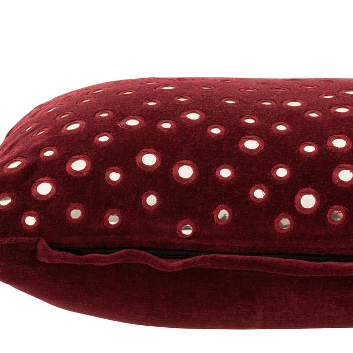 J-line - Kussen Spiegel Rechthoek Katoen Rood|zilver - 60x40x4cm