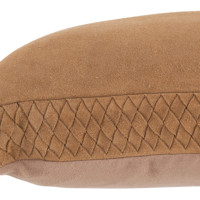J-line - Kussen Geweefd Leder Camel - 45x45x7cm
