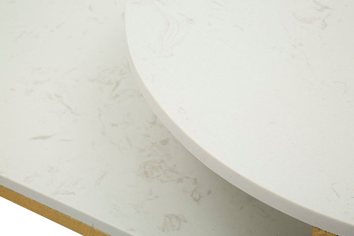 Salontafel in goudkleurig metaal en marmer cm 90x50x50