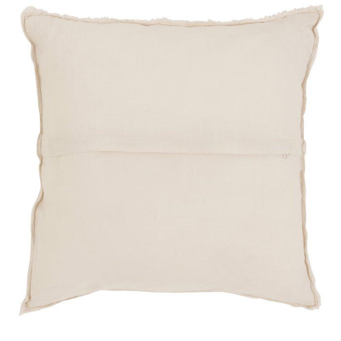 J-line - Kussen Boord Kort Katoen|linnen Wit - 45x45x4cm