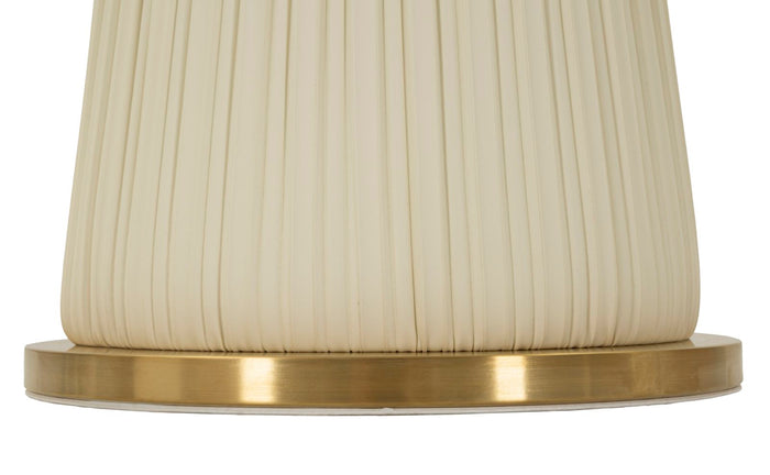 Salontafel in crème leer met marmeren blad cm ø 60x54