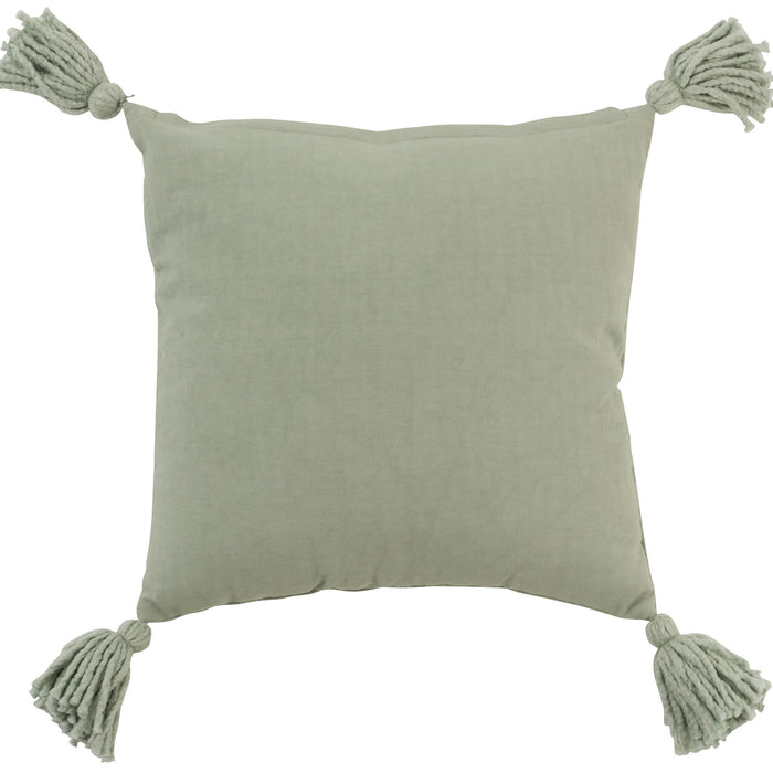 J-line - Kussen Kwast Vierkant Katoen Munt - 45x45x11cm