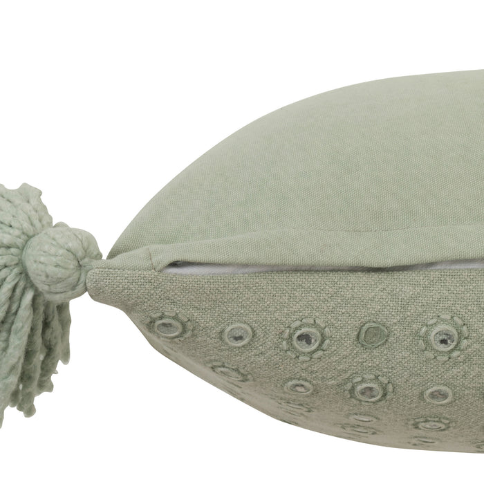 J-line - Kussen Kwast Vierkant Katoen Munt - 45x45x11cm