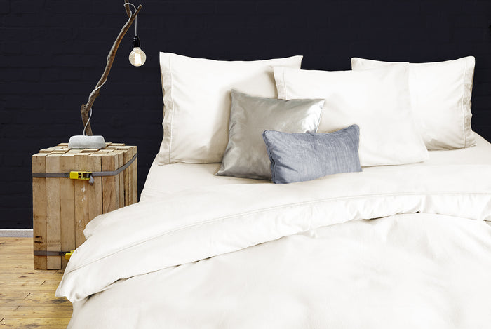 Eleganzzz Dekbedovertrek Uni Perkal Katoen Met Bies - ivoor