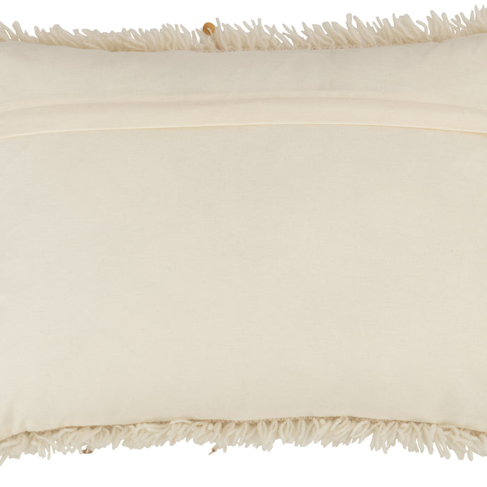 J-line - Kussen Rechthoek Parel Katoen Wit|goud - 40x60x20cm