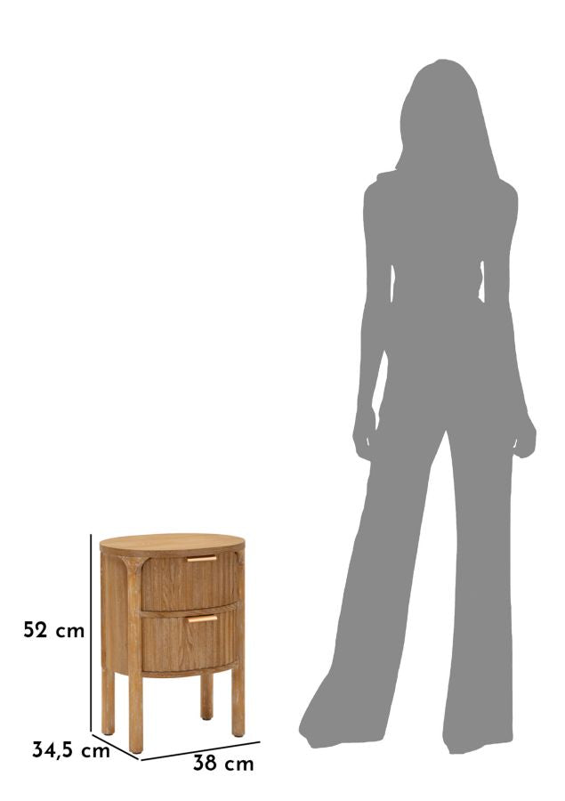 Nachtkastje van dennenhout cm 38x34,5x52