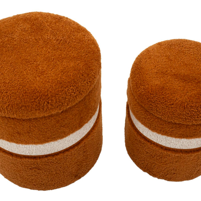 Set van 2 bruine opbergpoefs cm ø 40x47-32x38