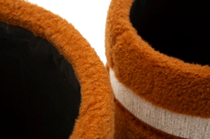 Set van 2 bruine opbergpoefs cm ø 40x47-32x38