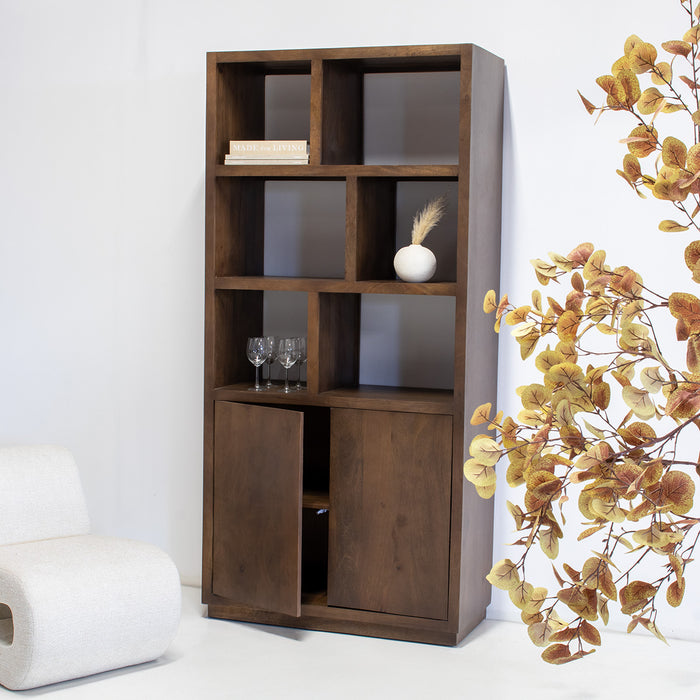 Giga Meubel - Vakkenkast Donkerbruin Hout - 100x45x210cm - Luxurious