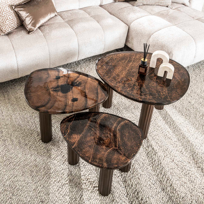 Giga Meubel - Salontafel Koper Glas - 70x59x45cm - Eclipse