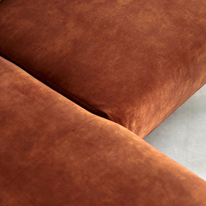 Tikamoon - Hoekbank met hoek links in terracottabruin fluweel 270 x 180 cm Finn, 4-zit
