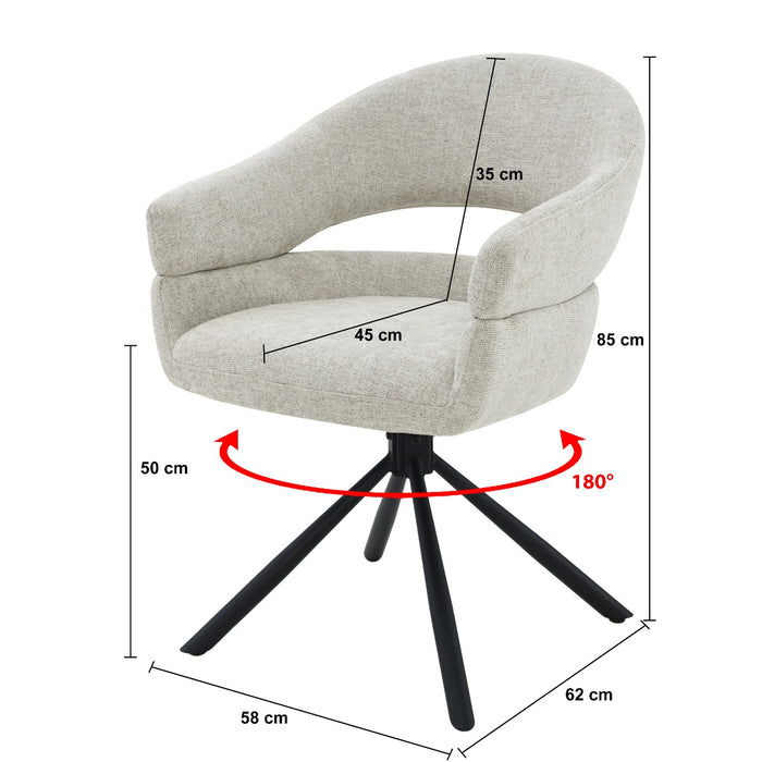 Livingfurn - Eetkamerstoel Linn Toffee Set van 2 - 62x58x85cm