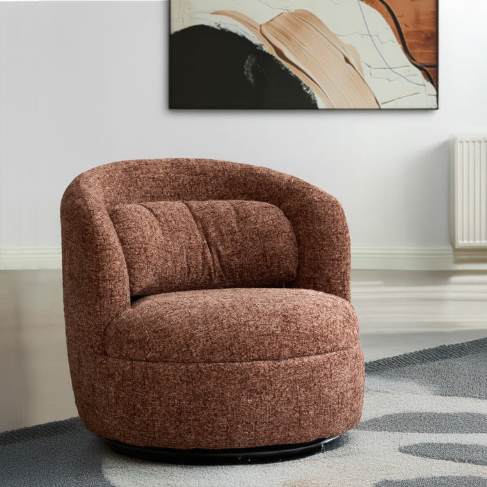 Livingfurn - Fauteuil Rood Stof|Staal - Draaibaar - 85x84x76cm - Britt