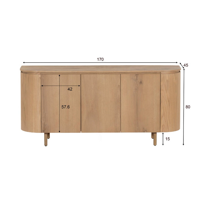 Livingfurn - Dressoir Naturel Eiken - 170x43x81cm - Tobago