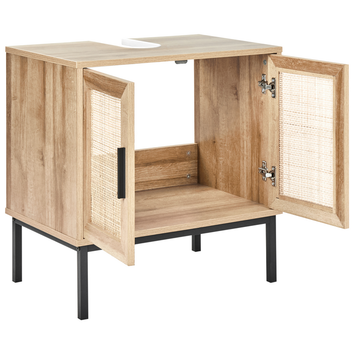 Beliani-ROSELL-Staande wastafelkast 2 deuren-Lichthout-Vezelplaat