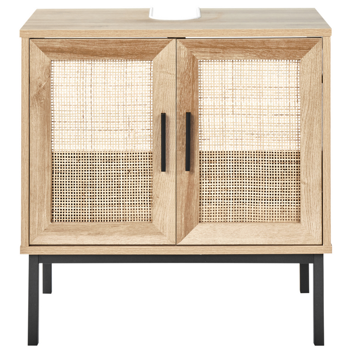 Beliani-ROSELL-Staande wastafelkast 2 deuren-Lichthout-Vezelplaat