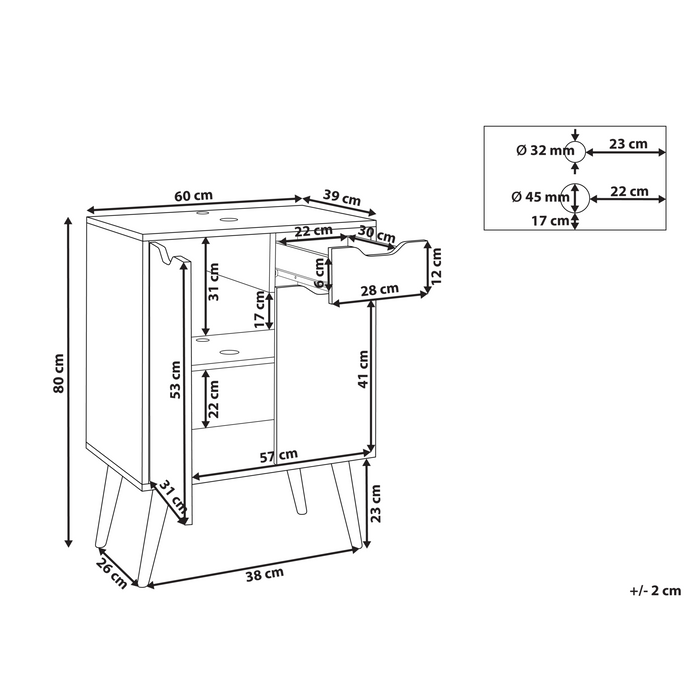 Beliani - CANOAS - Wastafelkast - Lichtbruin - 60 x 80 cm - MDP