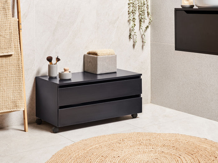 Beliani - TERESINA - Badkamerkast op wieltjes - Zwart - MDP