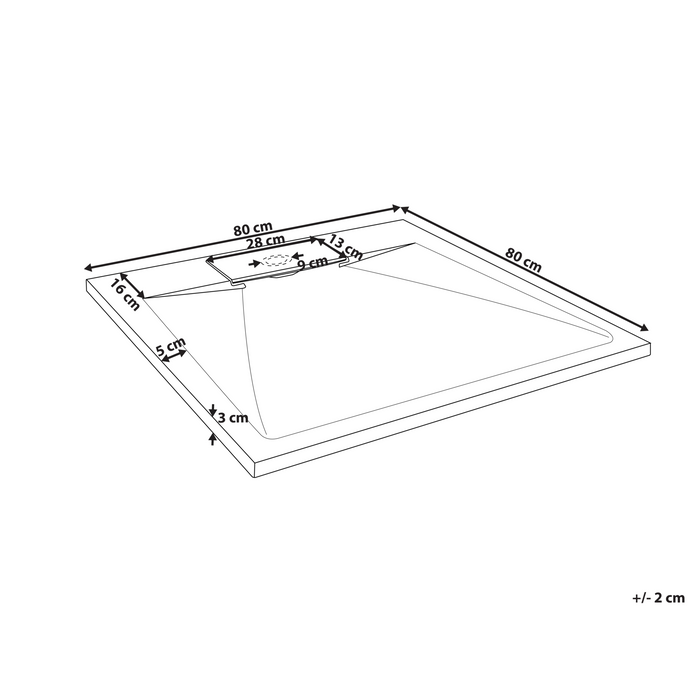 Beliani - AZZURRO - Douchebak - Wit - 80 x 80 x 3 cm - SMC (kunststof)