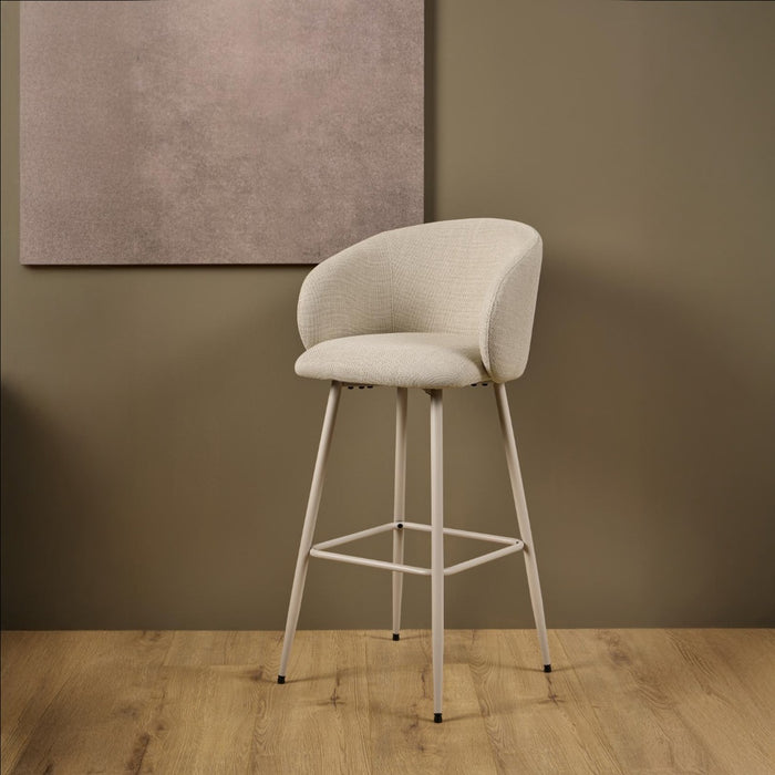 Giga Living - Barkruk - Beige Stof - Zithoogte 78cm - Skive - Set van 2