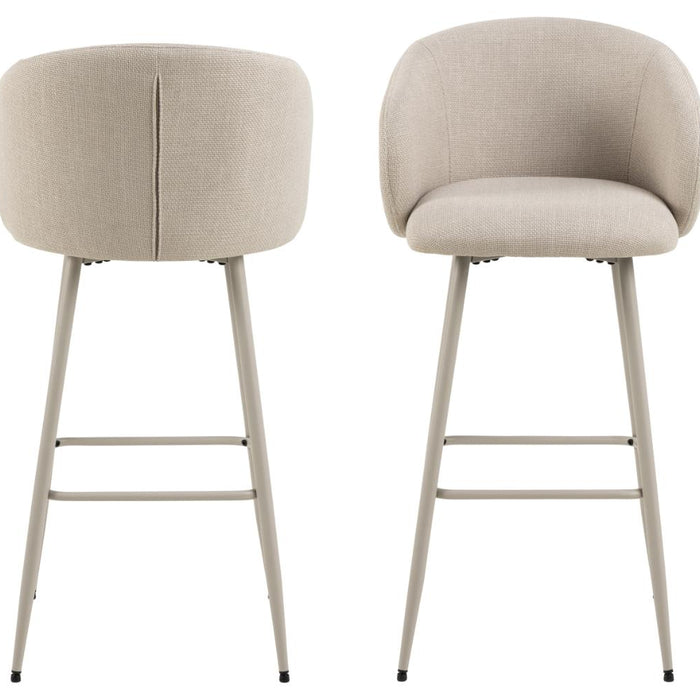 Giga Living - Barkruk - Beige Stof - Zithoogte 78cm - Skive - Set van 2