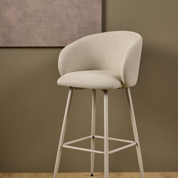 Giga Living - Barkruk - Beige Stof - Zithoogte 78cm - Skive - Set van 2